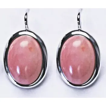 Náušnice Stříbrné náušnice, přírodní kámen opál růžový - NK 1454 (opál 14x10 mm)