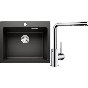 Granitový dřez Set RS Blanco Pleon 6+ Blanco Mila (bílá + chrom)