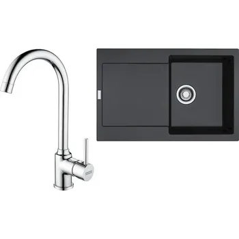 Granitový dřez Set RS Franke Maris MRG 611 + Franke FP 9000 (černá matná + chrom)