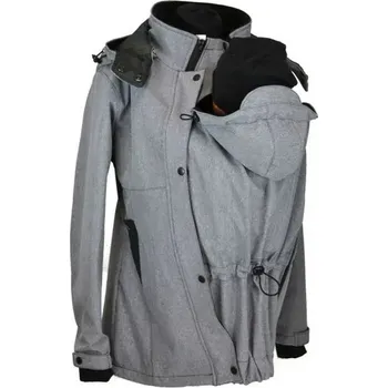 Přeprava dětí Shara Softshellová členěná ZIMNÍ bunda pro přední nošení - kratší, volnější střih Velikost: S, Vzor: šedá žíhaná