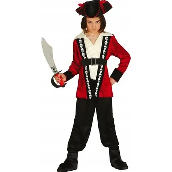 Karnevalový kostým KOSTÝM MALÝ PIRÁT LOUPEŽNÍK ČERVENO ČERNÝ 104