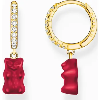 Šperk Thomas Sabo CR726-414-10 Gold single hoop earrings with red Goldbears - 1 kus náušnice
