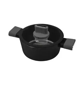 Hrnec  LT1224 Kastrol s poklicí Lamart - 20cm černý nerezový hrnec pro dokonalé vaření. Ideální na indukci! (20x9cm)