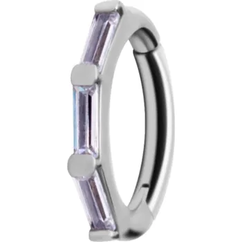 Piercing Atreya Ocelový oválný kroužek pro rook piercing s prémiovými zirkony