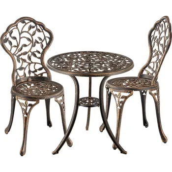 Zahradní sestava TecTake GmbH 406104 bistro stůl lyon pro 2 osoby, hliník odolný proti povětrnostním vlivům - černá/šedá