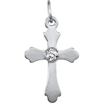 Přívěsek Leru Přívěsek kříž z bílého zlata se zirkonem