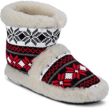 Dámské pantofle decoDoma Dámské vysoké bačkory s ovčí vlnou červeno černé 38