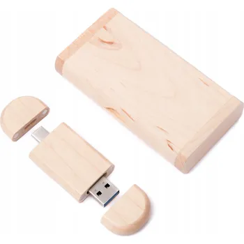 USB flash disk Dřevěný flash disk KLON 128 GB 3.0 + 3.2 USB-C TYP C BEZ GRAVÍROVÁNÍ
