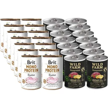 Krmivo pro psa BRIT MONO PROTEIN RABBIT 6x400g + WILD FARM Monoprotein Wild Boar 6x400g