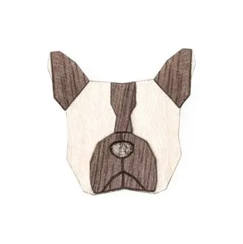 Brož Dřevěná brož ve tvaru psa French Bulldog Brooch s praktickým zapínáním a možností výměny či vrácení do 30 dnů zdarma - BR30
