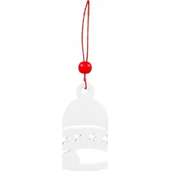 Vánoční dekorace DŘEVĚNÝ PŘÍVĚSKOVÝ SVĚT BÍLÝ ZVONK 3 KS MFP