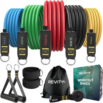 Sada latexových posilovacích gum Revity Workout Bands Pro 10-100 kg, 5 ks