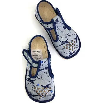 Chlapecké bačkory Beda barefoot bačkory Grey Aeroplane perforované (BF 060010/W/PF) 28, Vnitřní délka boty: 18,2 cm, Vnitřní šířka boty: 7,3 cm