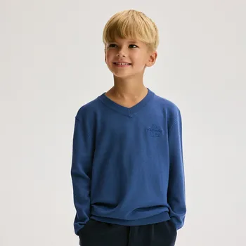 Chlapecká mikina Reserved - Svetr s výšivkou - tmavomodrá - 821BE-59X - 821BE-59X-134