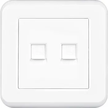 Elektrická zásuvka UNIC Zásuvka 2xRJ45 cat6 v rámečku, plast bílý