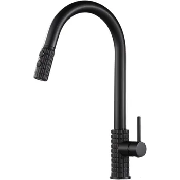 Vodovodní baterie Gamma Taru Pro, vysoká dřezová baterie, černá matná, GMA-BTP-BK