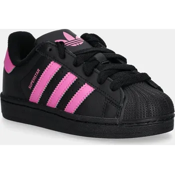 Chlapecká obuv Dětské kožené tenisky adidas Originals SUPERSTAR II JQ0289 černá 99X, EUR 28.5
