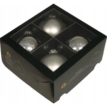 Vánoční dekorace SKLENĚNÉ VÁNOČNÍ BAŇKY VÁNOČNÍ KOULE ze skla 10 cm 4 ks Stříbrné