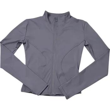 Dámská casual bunda Dámská sportovní bunda se stojáčkem Slim-fit střih Rychleschnoucí materiál Prodyšné funkční provedení Lehká bunda na trénink šedá S