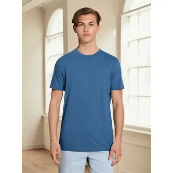 Pánské tričko Sinsay - Bavlněné tričko s krátkým rukávem - modrá - 536EY-55X - 536EY-55X-XS