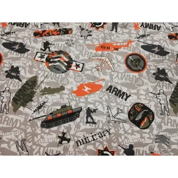 Bavlněná česká látka šíře 160cm - Army na šedé (50cm)