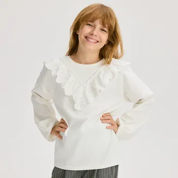 Dívčí tričko Reserved - Halenka s volány - krémová - 361FT-01X - 361FT-01X-164