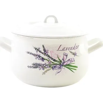 Hrnec Olymp Klasik smaltovaný baněný s poklicí 16 cm 2,6 l levandule