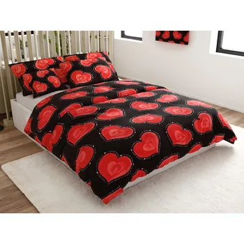 Povlečení Polybavlněné povlečení na 2 postele VALENTINE, černé Rozměr povlečení: 2 ks 70 x 90 cm | 2 ks 140 x 200 cm