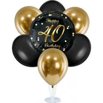 Balónek Sada balónků dekorace na stojanu k 40. narozeninám, černo-zlatá
