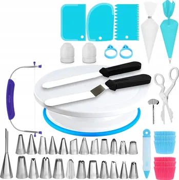 Sada na zdobení PODNOS , stojan na dort, špachtle na dorty 130 ks