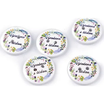 Knoflík Dřevěný dekorační knoflík Vyrobeno s láskou