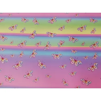 Micropeach šíře 145 cm - motýli pastelová duha (50cm)