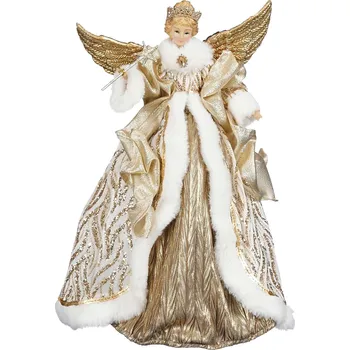 Vánoce Laalu.cz anděl zlatý 41 cm Béžová