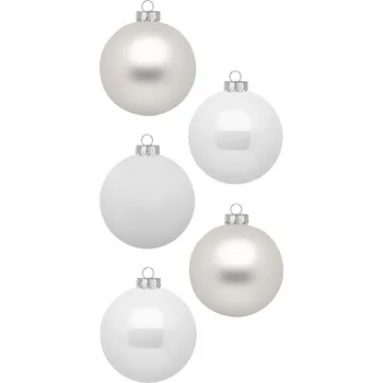 Vánoční dekorace Laalu.cz Sada 30 ks ozdob: Ozdoby kulaté bílé mix 6 cm