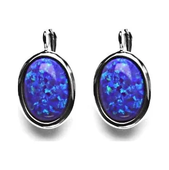 Náušnice Stříbrné náušnice, syntetický fialový opál - NK 1454 (opál 14x10 mm)