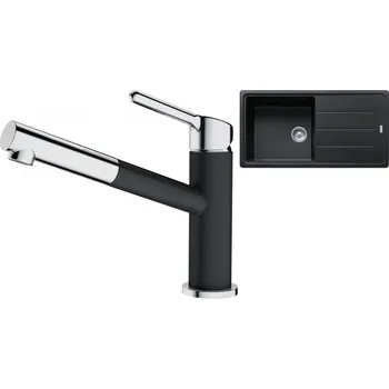 Granitový dřez Set RS Franke Basis BFG 611 + Franke FC 3055 Orbit (černá matná + černá matná)