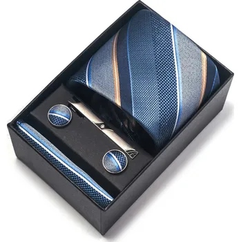 Kravata Kravata Bowie | Manžetové knoflíčky | Spona | Kapesníček Modrá