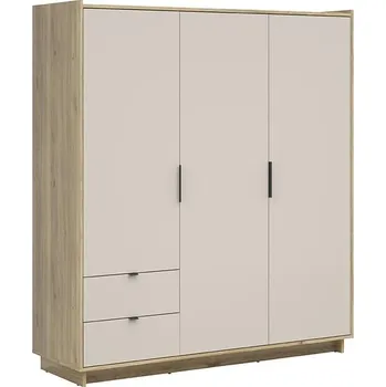 Šatní skříň Třídveřová skříň Dalva 180 - Black Red White - BRW Dub Mauvella/Kašmír 179.5x201.4 cm