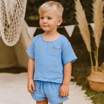 Kojenecká souprava Mušelínový set pro chlapečka Barva: Modrá, Velikost setu: 4-5r (vel. 110)