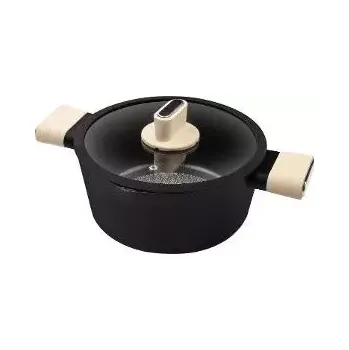 Hrnec Kastrol LT1219 s poklicí Lamart - Béžový nerezový hrnec o průměru 24 cm a výšce 11 cm pro indukci i klasické sporáky. Elegantní design s ergonomickými uchy.