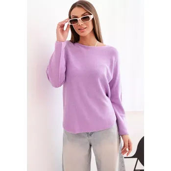 Dámský svetr Kesi Włoski Dámský svetr z viskózy s dlouhým rukávem a kulatým výstřihem jasně fialový Kesi Włoski fialová 3389873