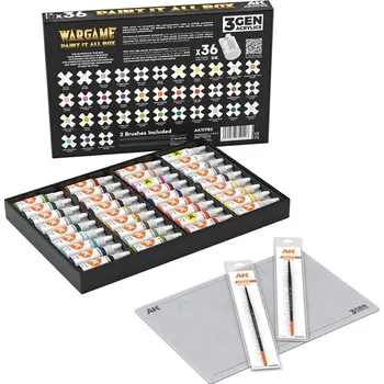 Modelářská barva AK Interactive WARGAME PAINT IT ALL BOX 36 COLORS 3GEN