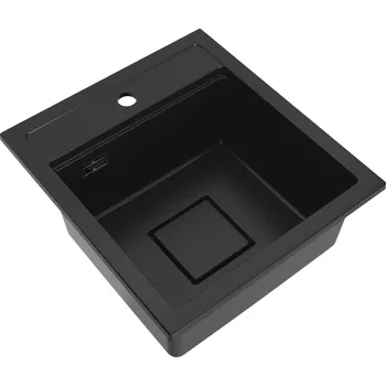 Granitový dřez Gamma Quadro 4550, 1-komorový granitový dřez 450x495x220 mm, černá, GMA-ZLE000217
