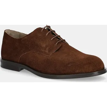 Pánské tenisky Semišové polobotky Calvin Klein ESS RUBBER DERBY SU HM0HM01928 hnědá 88X, EUR 41