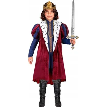 Karnevalový kostým KOSTÝM MALÝ KRÁL STŘEDOVĚKÝ MONARCHA PŘEVLEK PRO DĚTI VELIKOST 128