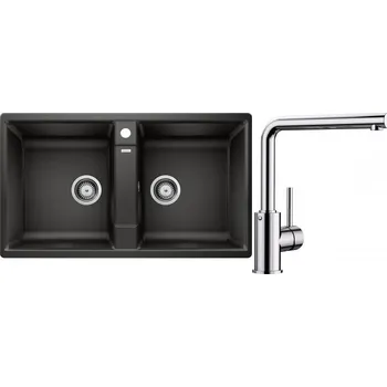 Granitový dřez Set RS Blanco Zia 9+ Blanco Mila (bílá + chrom)