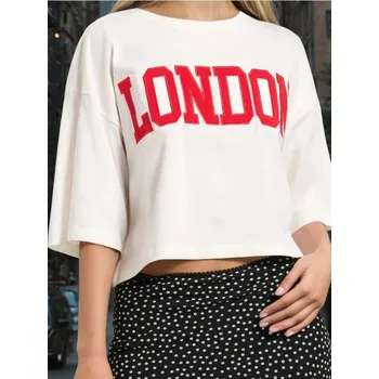 Dámské tričko Sinsay - Krátká halenka - krémová - 8751J-01X - 8751J-01X-L