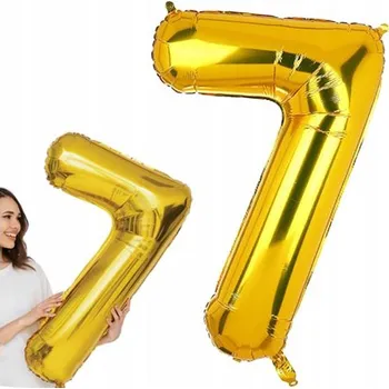 Balónek Fóliový Balón Narozeninová Oslava ČÍSLICE Helium SEDMIČKA 7 Zlatý Velký 100CM