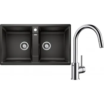 Granitový dřez Set RS Blanco Zia 9+ Blanco Mida-S (bílá + chrom)