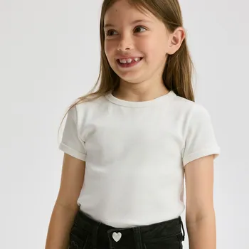 Dívčí oblečení Reserved - Bavlněné tričko - krémová - 455FT-01X - 455FT-01X-U15